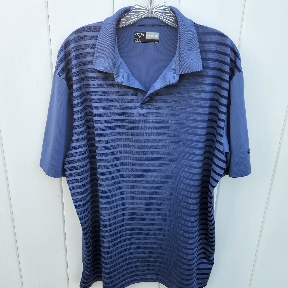 Callaway Opti Dri Golf Polo Shirt Mens Size L Blue Geometric